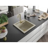 Mexen Vito Granitspüle 1-Becken 520 x 490 mm, beige, goldener Siphon - 6503521000-69-G