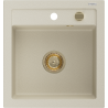 Mexen Vito granieten spoelbak 1-komoer 520 x 490 mm, beige, gouden sifon - 6503521000-69-G