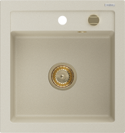 Mexen Vito νεροχύτης γρανίτης 1 θαλάμου 520 x 490 mm, μπεζ, σιφόνι χρυσό