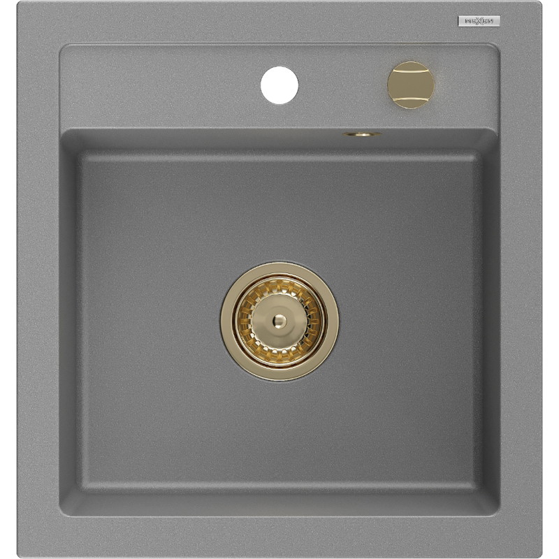 Mexen Vito graniitvalamu, 1-kauseline, 520 x 490 mm, hall, kuldne sifoon - 6503521000-71-G