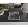 Mexen Vito granite sink 1-bowl 520 x 490 mm, grey, gold siphon - 6503521000-71-G