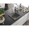 Mexen Vito zlewozmywak granitowy 1-komorowy 520 x 490 mm, szary, syfon złoty - 6503521000-71-G