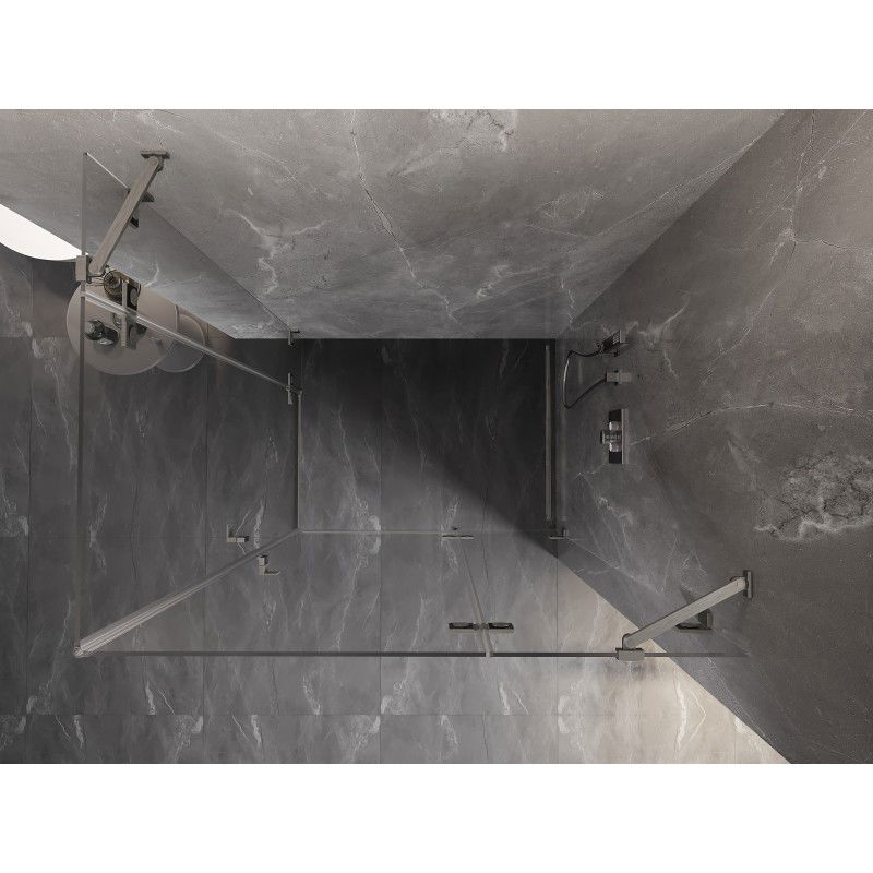 Mexen Lunar Duo Duschkabine schwenkbar rechts 120 x 70 cm, transparent, gebürstetes Nickel - 834-120P-070L-97-00