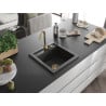 Mexen Vito évier en granit 1 bac 520 x 490 mm, noir moucheté, siphon doré - 6503521000-76-G