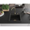 Mexen Vito évier en granit 1 bac 520 x 490 mm, noir, siphon doré - 6503521000-77-G