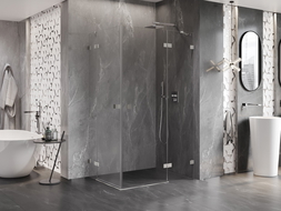 Mexen Lunar Duo douchecabine scharnierend rechts 120 x 90 cm, transparant, geborsteld nikkel - 834-120P-090L-97-00