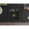 Mexen Vito zlewozmywak granitowy 1-komorowy 520 x 490 mm, czarny, syfon złoty - 6503521000-77-G