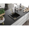 Mexen Vito évier en granit 1 bac 520 x 490 mm, noir, siphon doré - 6503521000-77-G