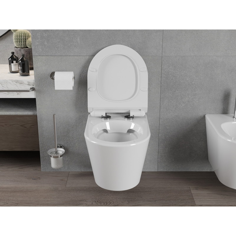 Mexen Rico rimless WC bowl with a soft-close slim seat, duroplast, glossy white - 30720100