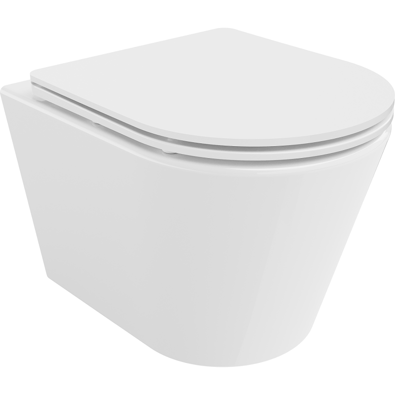 Mexen Rico Rimless WC Bowl with Soft-Close Slim Seat, Duroplast, White Gloss - 30720300