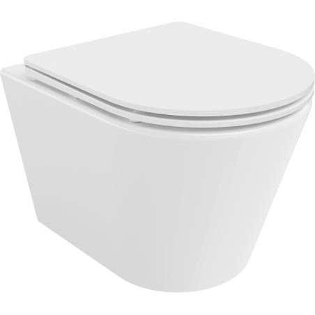 Mexen Rico Rimless WC-kulho, jossa on hitaasti sulkeutuva ohut duroplast-kiiltävä valkoinen kansi - 30720300