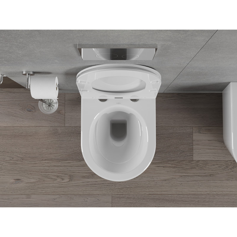 Mexen Rico WC pods bezapmales ar lēni pilējošu vāku, duroplasts, balts spīdums - 30720300