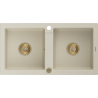 Mexen Mario fregadero de granito 2 cámaras 820 x 436 mm, beige, sifón dorado - 6504822000-69-G