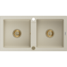 Mexen Mario granitni sudoper s 2 odjeljka 820 x 436 mm, bež, zlatni sifon - 6504822000-69-G
