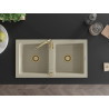 Mexen Mario granitische gootsteen 2-kamer 820 x 436 mm, beige, gouden sifon - 6504822000-69-G