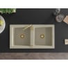 Mexen Mario granitni sudoper s 2 odjeljka 820 x 436 mm, bež, zlatni sifon - 6504822000-69-G