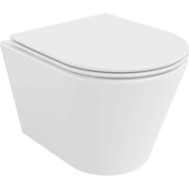 Mexen Rico vaso wc senza bordo con sedile a chiusura rallentata slim, duroplast, bianco lucido - 30720400