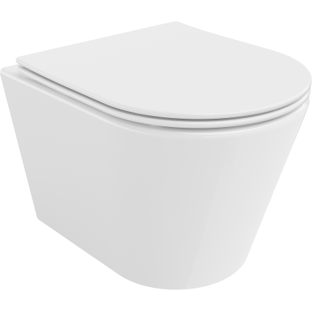 Mexen Rico vaso wc senza bordo con sedile a chiusura rallentata slim, duroplast, bianco lucido - 30720400
