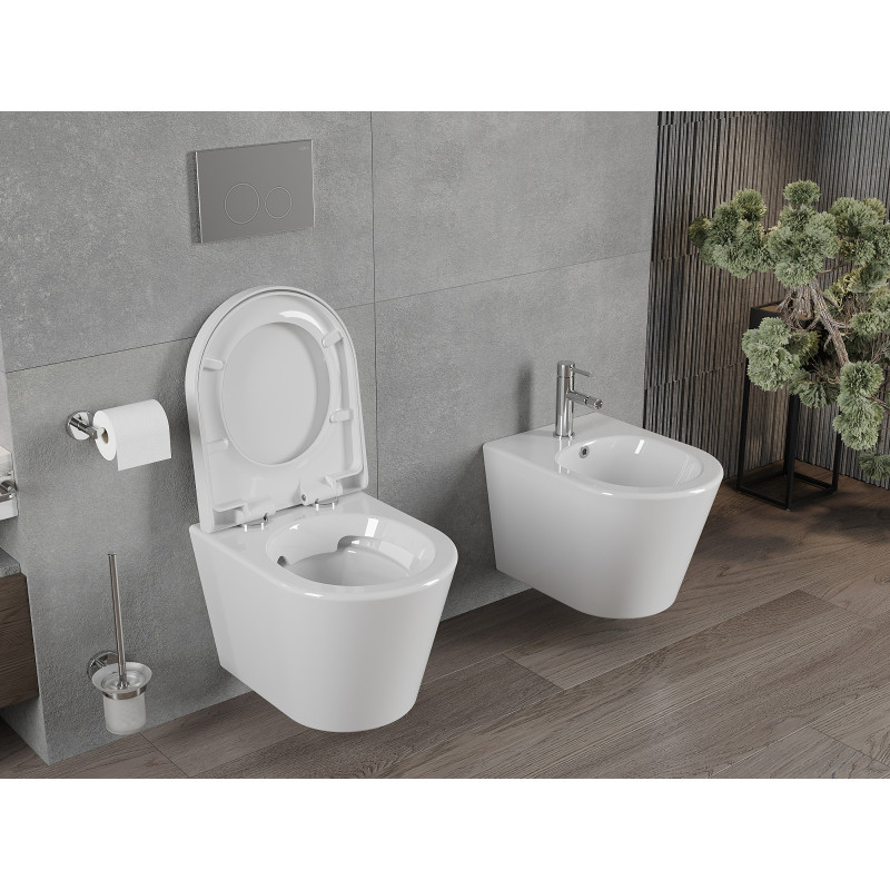 Mexen Rico rimloze wc-pot met langzaam sluitende harde zitting, duroplast, wit glanzend - 30720200