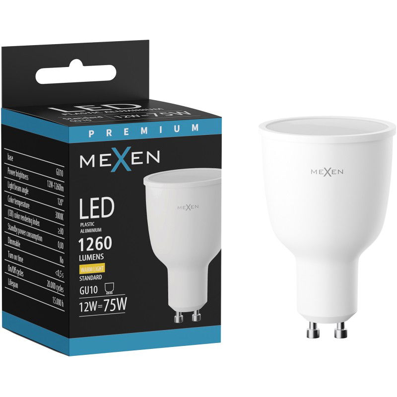 Mexen Nova Λάμπα LED GU10, 12W, Ζεστή - 3000K, 1260 lm - L108-GU10-1230-01