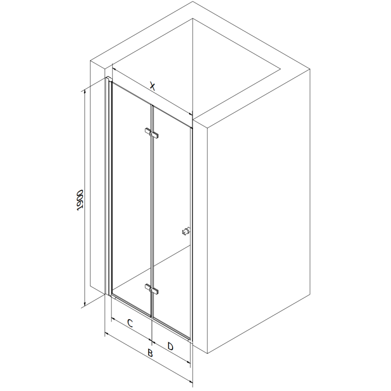 Mexen Lima puerta de ducha plegable de 65 cm, transparente, cromo - 856-065-000-01-00