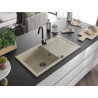 Mexen Leo lavello in granito 1 vasca con sgocciolatoio 900 x 500 mm, beige, sifone nero - 6501901010-69-B