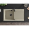 Mexen Leo évier en granit à 1 bac avec égouttoir 900 x 500 mm, beige, siphon noir - 6501901010-69-B