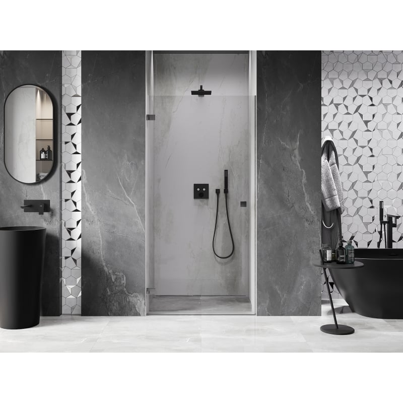 Mexen Lunar-B porte de douche battante gauche 45 cm, transparent, gris canon brossé - 832-045-000-66-00-L