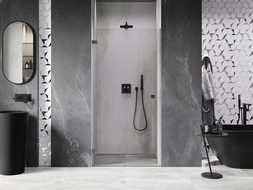 Mexen Lunar-B porte de douche battante gauche 45 cm, transparent, gris canon brossé - 832-045-000-66-00-L