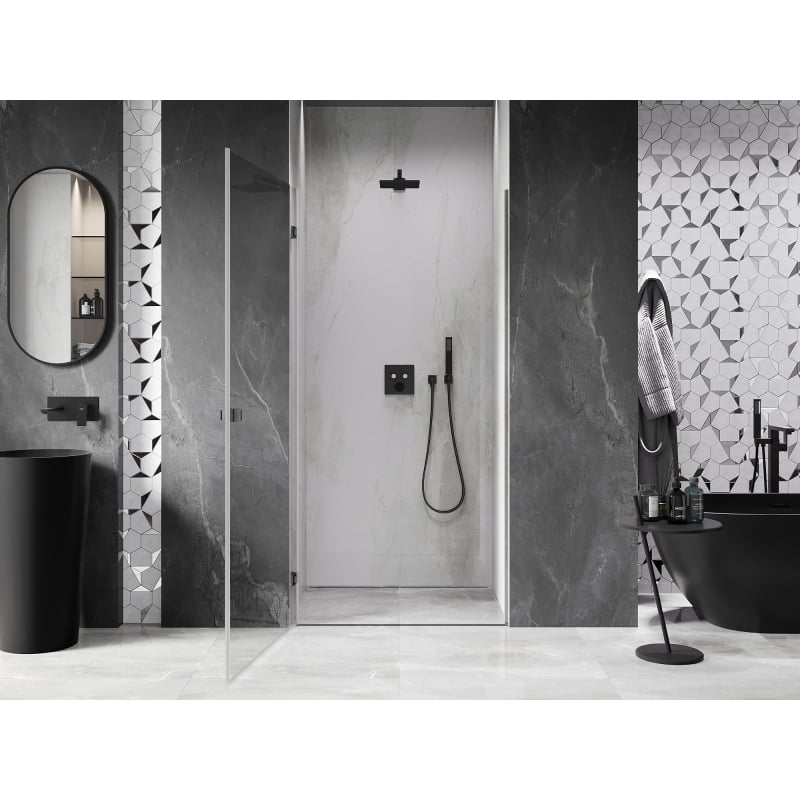 Mexen Lunar-B porte de douche pivotante gauche 55 cm, transparent, gris pistolet brossé - 832-055-000-66-00-L