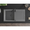 Mexen Leo fregadero de granito de 1 cubeta con escurridor 900 x 500 mm, gris, sifón negro - 6501901010-71-B