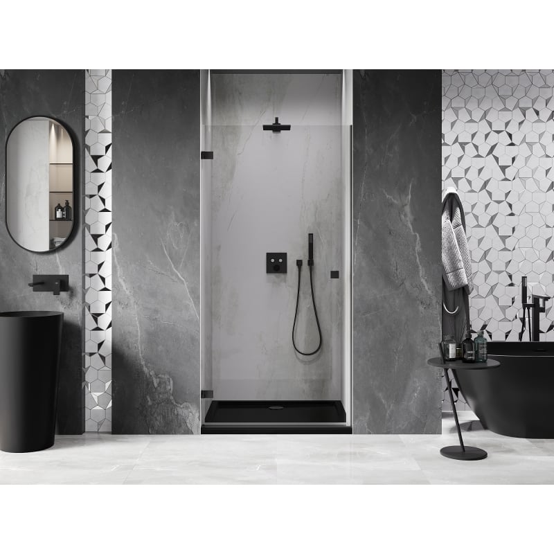 Mexen Lunar-B left 45 cm shower door, transparent, black - 832-045-000-70-00-L