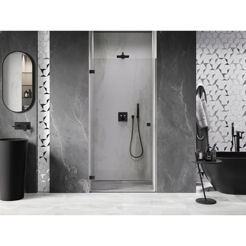 Mexen Lunar-B left hinged shower door 55 cm, transparent, black - 832-055-000-70-00-L