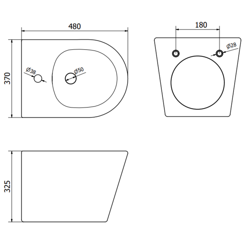 Mexen Rico hangende bidet, matte zwart - 35724885