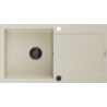 Mexen Leo évier en granit à 1 bac avec égouttoir 900 x 500 mm, beige, siphon noir - 6501901010-69-B