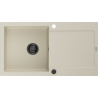 Mexen Leo granieten spoelbak 1-komerig met druiprek 900 x 500 mm, beige, zwarte sifon - 6501901010-69-B