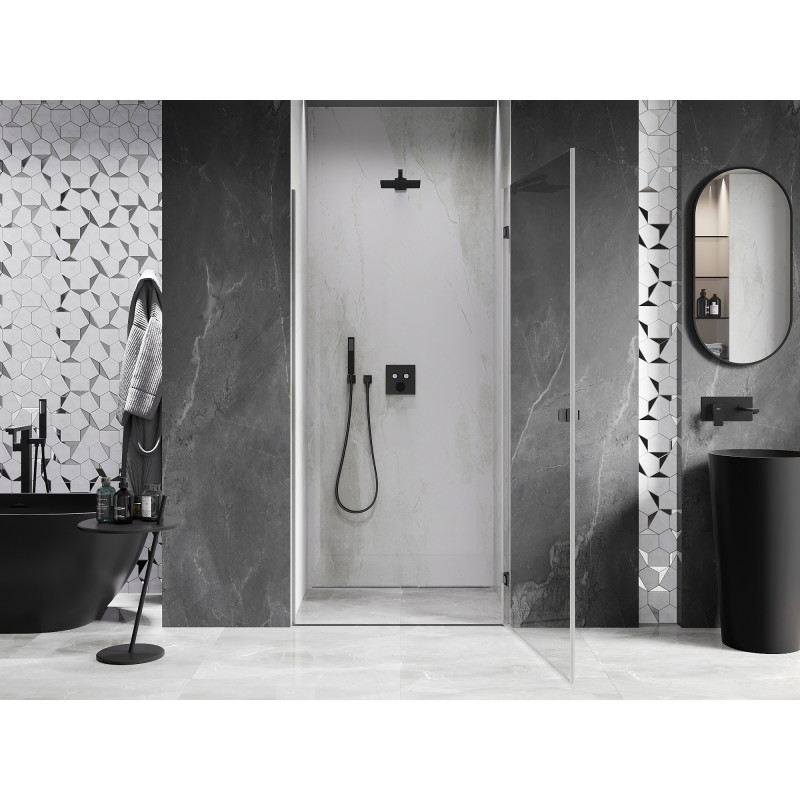 Mexen Lunar-B avatiiv parempoolne dušiuks 50 cm, läbipaistev, püssimetall - 832-050-000-95-00-P