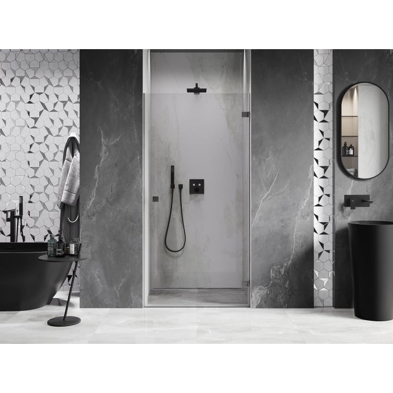 Mexen Lunar-B avatiiv parempoolne dušiuks 50 cm, läbipaistev, püssimetall - 832-050-000-95-00-P