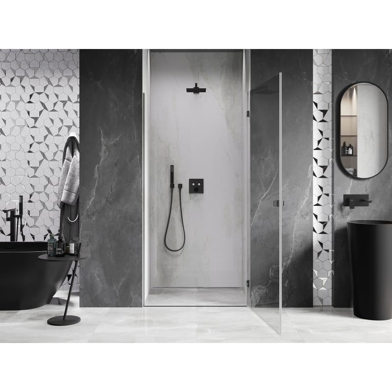 Mexen Lunar-B tõmblukk-kallerdus uksed paremale 55 cm, läbipaistev, püssmetall - 832-055-000-95-00-P