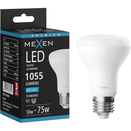 Mexen Nova żarówka LED E27, R63, 10W, Zimna - 6500K, 1055 lm - L104-E27-1065-01