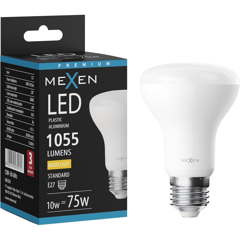 Mexen Nova żarówka LED E27, R63, 12W, Ciepła - 3000K, 1260 lm - L104-E27-1230-01
