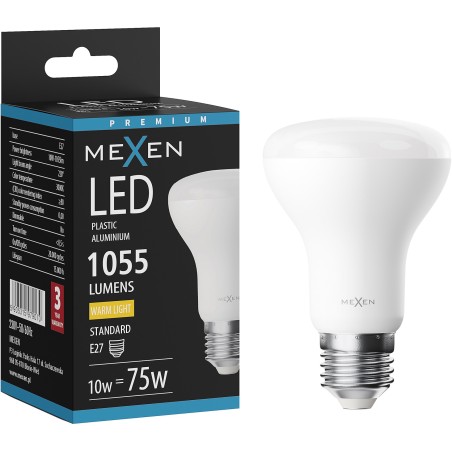 Mexen Nova Bombilla LED E27, R63, 12W, Cálida - 3000K, 1260 lm - L104-E27-1230-01