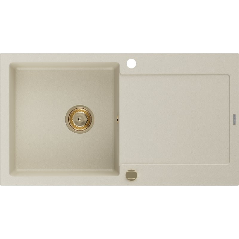 Mexen Leo granitni sudoper s 1 komorom i ocjednikom 900 x 500 mm, bež, zlatni sifon - 6501901010-69-G