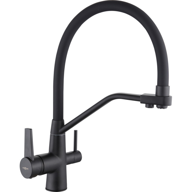 Mexen Duo kitchen faucet, black - 671701-70
