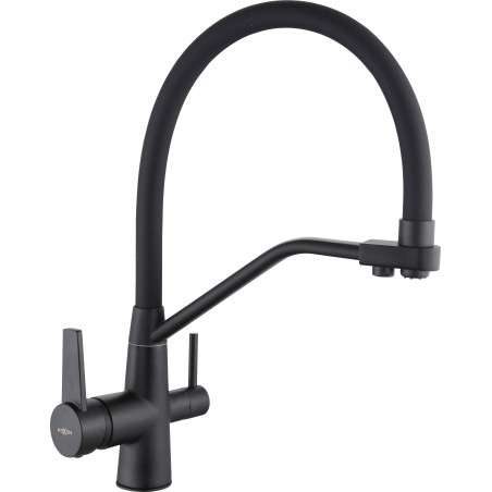 Mexen Duo kitchen faucet, black - 671701-70