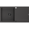 Mexen Leo évier en granit 1 bac avec égouttoir 900 x 500 mm, noir moucheté, siphon noir - 6501901010-76-B