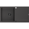 Mexen Leo granitno korito 1-komorno s odcejalnikom 900 x 500 mm, črno pikčasto, črn sifon - 6501901010-76-B