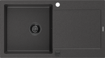 Mexen Leo fregadero de granito de 1 seno con escurridor 900 x 500 mm, negro moteado, sifón negro - 6501901010-76-B