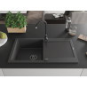 Mexen Leo fregadero de granito de 1 compartimento con escurridor 900 x 500 mm, negro con motas, sifón negro - 6501901010-76-B