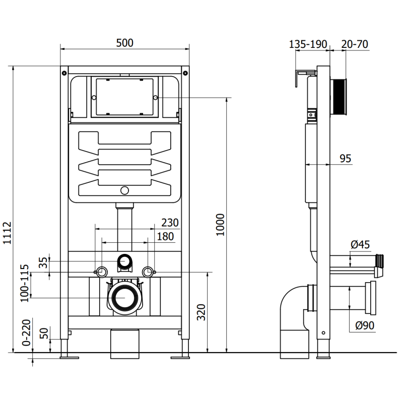 Mexen inbouw Wc ruimtebesparende frame Fenix Slim met WC Rico en softclose zitting, lichtgrijs mat - 61030724061